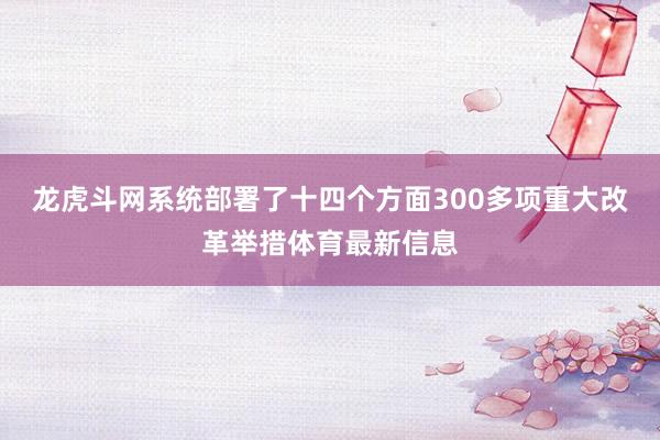 龙虎斗网系统部署了十四个方面300多项重大改革举措体育最新信息