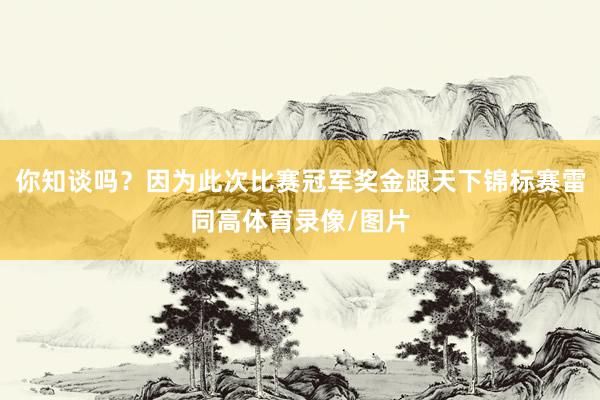 你知谈吗？因为此次比赛冠军奖金跟天下锦标赛雷同高体育录像/图片