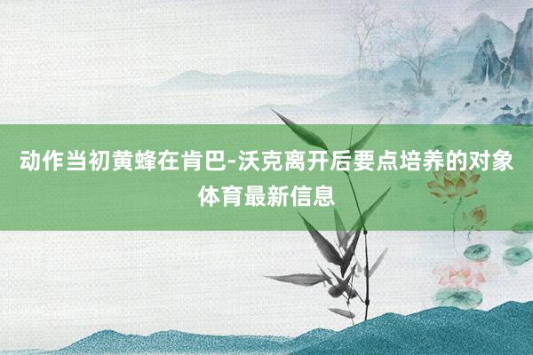 动作当初黄蜂在肯巴-沃克离开后要点培养的对象体育最新信息